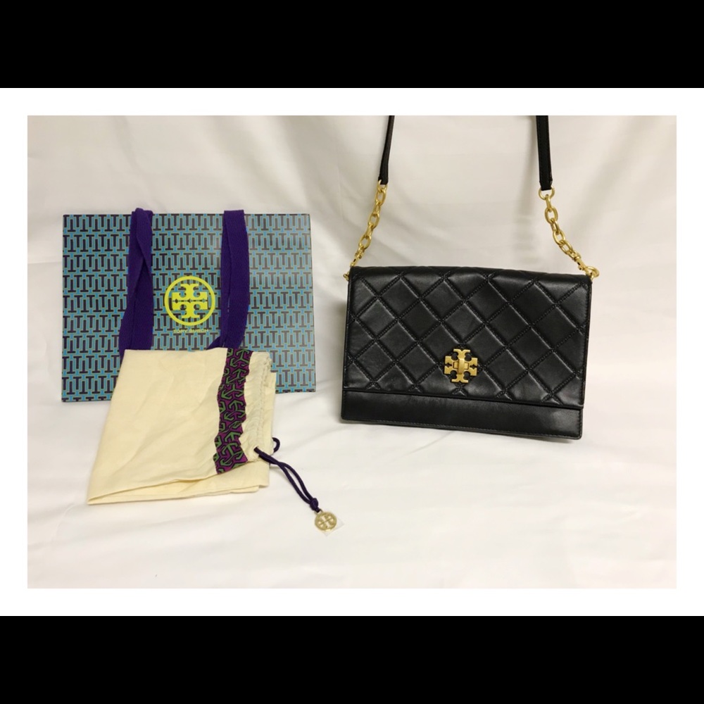 TORY BURCH Georgia Turn Lock Black Cross Body Bag - Picture 2 of 8